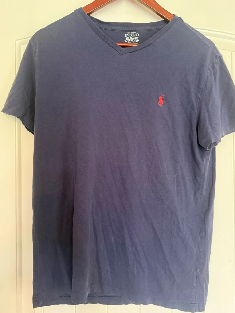 Polo by Ralph‎ Lauren Navy V-Neck Tee with Red Pony